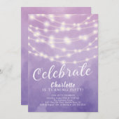 Invitation Les lampes à cordes célèbrent l'invitation d'anniv (Devant / Derrière)