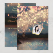 Invitation Les lanternes de souhait d'amour ajoutent votre (Devant / Derrière)