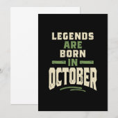 Invitation Les légendes sont nées en octobre - Anniversaire d (Devant / Derrière)