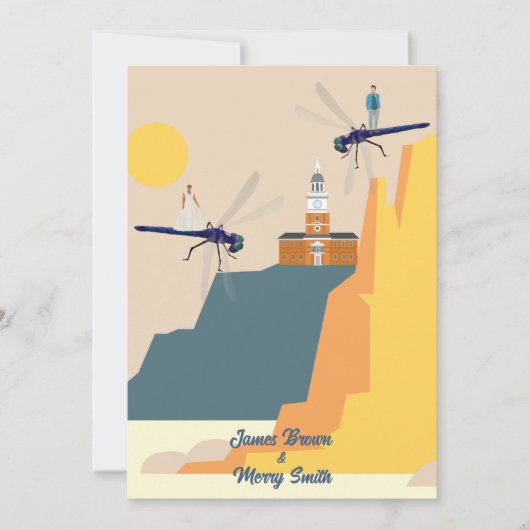Invitation Les libellules comme les plans Cliff Castle Mariag (Devant)