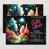 Invitation Les lucioles de bois Baby shower de nuit rêveur (Devant / Derrière)