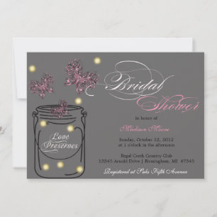 Invitation Les lucioles et la Fête de l'mariée de Mason Jar -