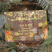 Invitation Les lumières de Noël Pine Cônes cloches sur bois r