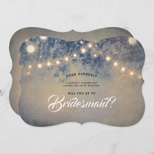 Invitation Les Lumières Rustiques Serez-Vous Ma Femme D'Accue (Devant / Derrière)