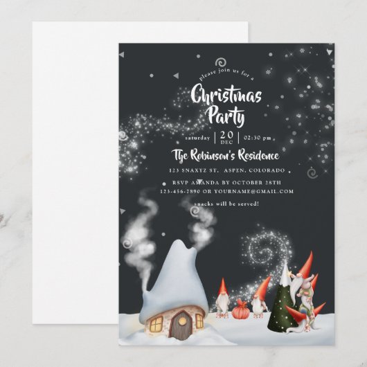 Invitation Les lutins de Noël (Devant / Derrière)