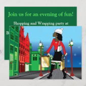 Invitation Les magasins de Noël des femmes avec des sacs habi (Devant / Derrière)