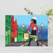 Invitation Les magasins de Noël des femmes avec des sacs habi (Debout devant)