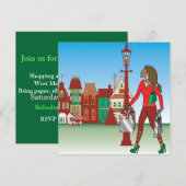 Invitation Les magasins de Noël des femmes avec des sacs habi (Devant / Derrière)