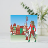 Invitation Les magasins de Noël des femmes avec des sacs habi (Debout devant)