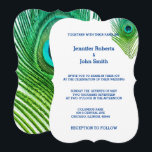Invitation Les Mariages de Peacock ont une coutume bleue vert<br><div class="desc">Conçue avec des motifs exotiques en plumes de paon dans le arrière - plan, elle fait une belle faire-part de mariage.Vous pouvez changer la couleur arrière - plan comme vous voulez. Personnalisez-vous en ajoutant vos propres détails. Le verso de la carte est simplement imprimé avec l'image en plumes de paon,...</div>