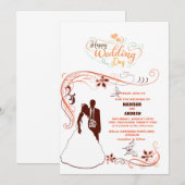 Invitation les mariées élégante mariage de silhouette classiq (Devant / Derrière)