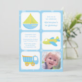 Invitation Les mecs voyagent l'invitation de la fête d'annive (Debout devant)