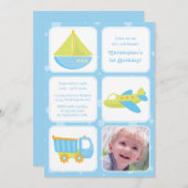 Invitation Les mecs voyagent l'invitation de la fête d'annive (Devant / Derrière)