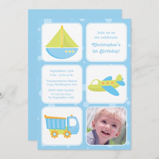 Invitation Les mecs voyagent l'invitation de la fête d'annive (Devant / Derrière)