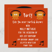 Invitation Les méduses oranges géniales DJ party (Devant / Derrière)