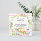 Invitation Les mignonnes filles Jungle Animaux Baby shower (Debout devant)