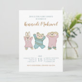 Invitation Les mignons animaux | BABY SHOWER (Debout devant)