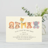 Invitation Les mignons animaux Baby shower de la jungle (Debout devant)