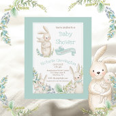 Invitation Les mignons animaux Baby shower vert