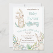 Invitation Les mignons animaux Baby shower vert (Devant)
