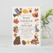 Invitation Les mignons animaux boisés Automne Baby shower d'a (Debout devant)
