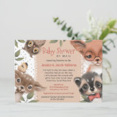 Invitation Les mignons animaux de bois Baby shower par la pos (Debout devant)