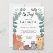 Invitation Les mignons animaux Eucalyptus Oh Boy Couples Baby (Devant)