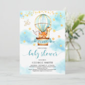 Invitation Les mignons animaux montgolfière garçon baby showe (Debout devant)