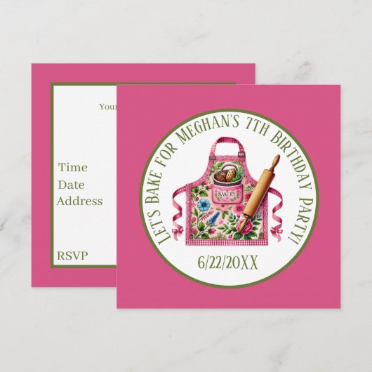 Invitation Les mignons enfants à la cuisine fête d'anniversai (Devant / Derrière)