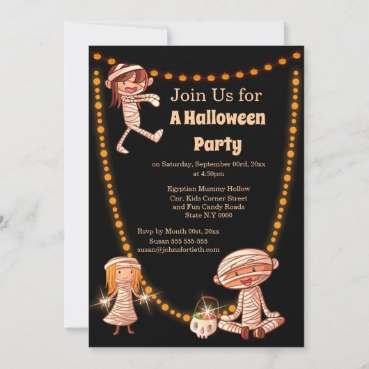 Invitation Les mignons petits enfants costume de bandages mom (Devant)