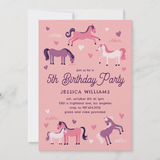 Invitation Les mignons poneys (Devant)