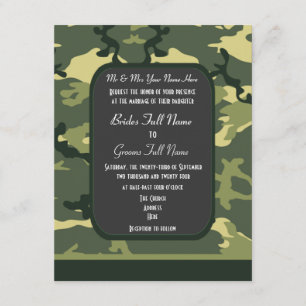 Invitation Les militaires verts camouflent le mariage