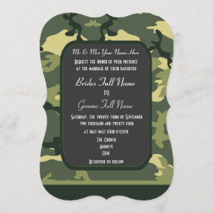 Invitation Les militaires verts camouflent le mariage