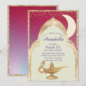 Invitation Les Mille et Une Nuits Aladdin Conte de Fée Rouge (Devant / Derrière)