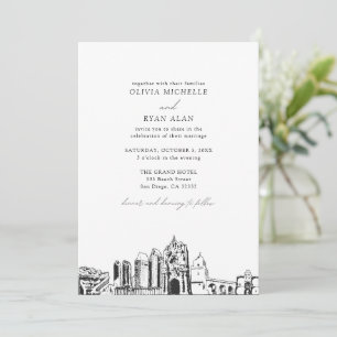 Invitation Les monuments modernes de San Diego Mariage noir e