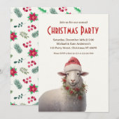 Invitation Les moutons à Santa Hat Fête de Noël des animaux d (Devant / Derrière)