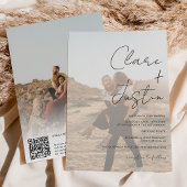 Invitation Les noms de script modernes photos Code Qr mariage