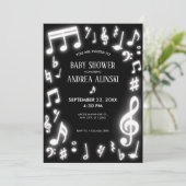 Invitation Les notes de musique brillent dans le Baby shower  (Debout devant)