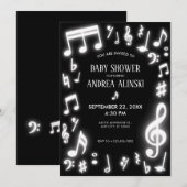 Invitation Les notes de musique brillent dans le Baby shower  (Devant / Derrière)