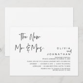 Invitation Les nouveaux Monsieur et Madame, Fête de Mariage e (Devant / Derrière)