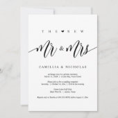 Invitation Les nouveaux Monsieur et Madame, Fête de mariage e (Devant)