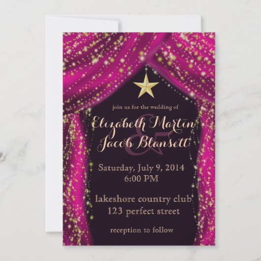 Invitation Les nuits arabes Magenta & Mariage or (Devant)