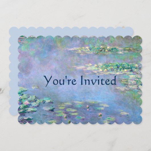 Invitation Les Nympheas Water Lilies Monet Fine Art Mariage (Devant / Derrière)
