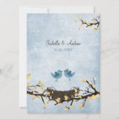 Invitation Les oiseaux bleus amoureux (Devant)