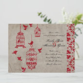 Invitation Les oiseaux de la Parties scintillant rouge Vieux (Debout devant)