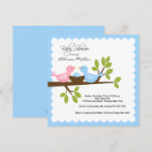 Invitation Les oiseaux de maman et papa avec le Baby shower d (Devant / Derrière)