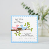 Invitation Les oiseaux de maman et papa avec le Baby shower d (Debout devant)