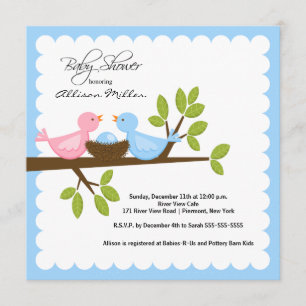 Invitation Les oiseaux de maman et papa avec le Baby shower d