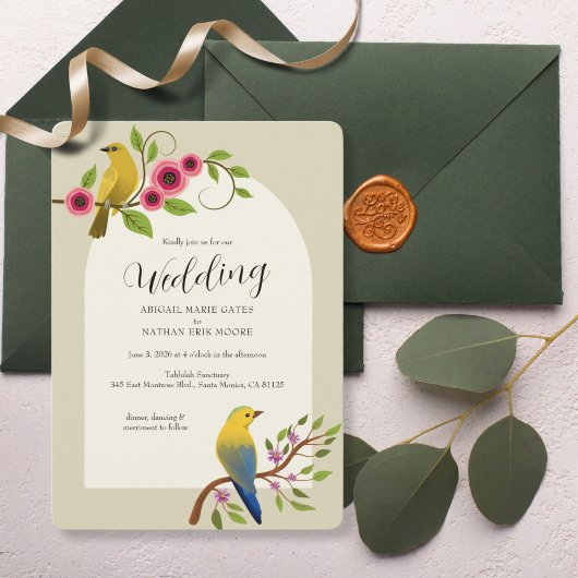Invitation Les oiseaux en fleurs Mariage