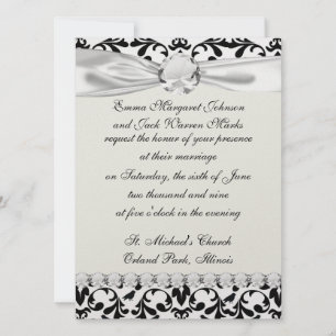 Invitation les oiseaux noirs et blancs ont un patron de damas